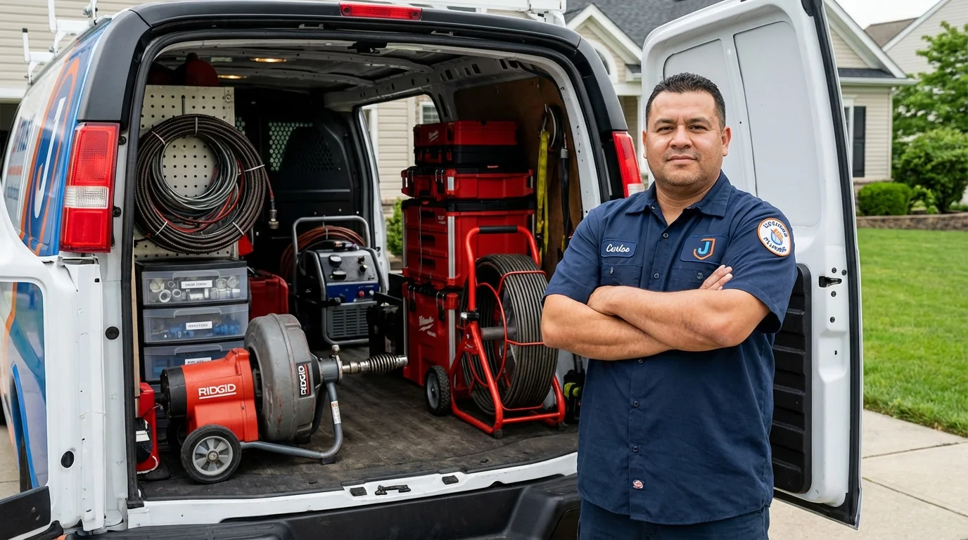 Professional drain cleaning equipment and Johns Plumbing LLC plumber in Pequot Lakes