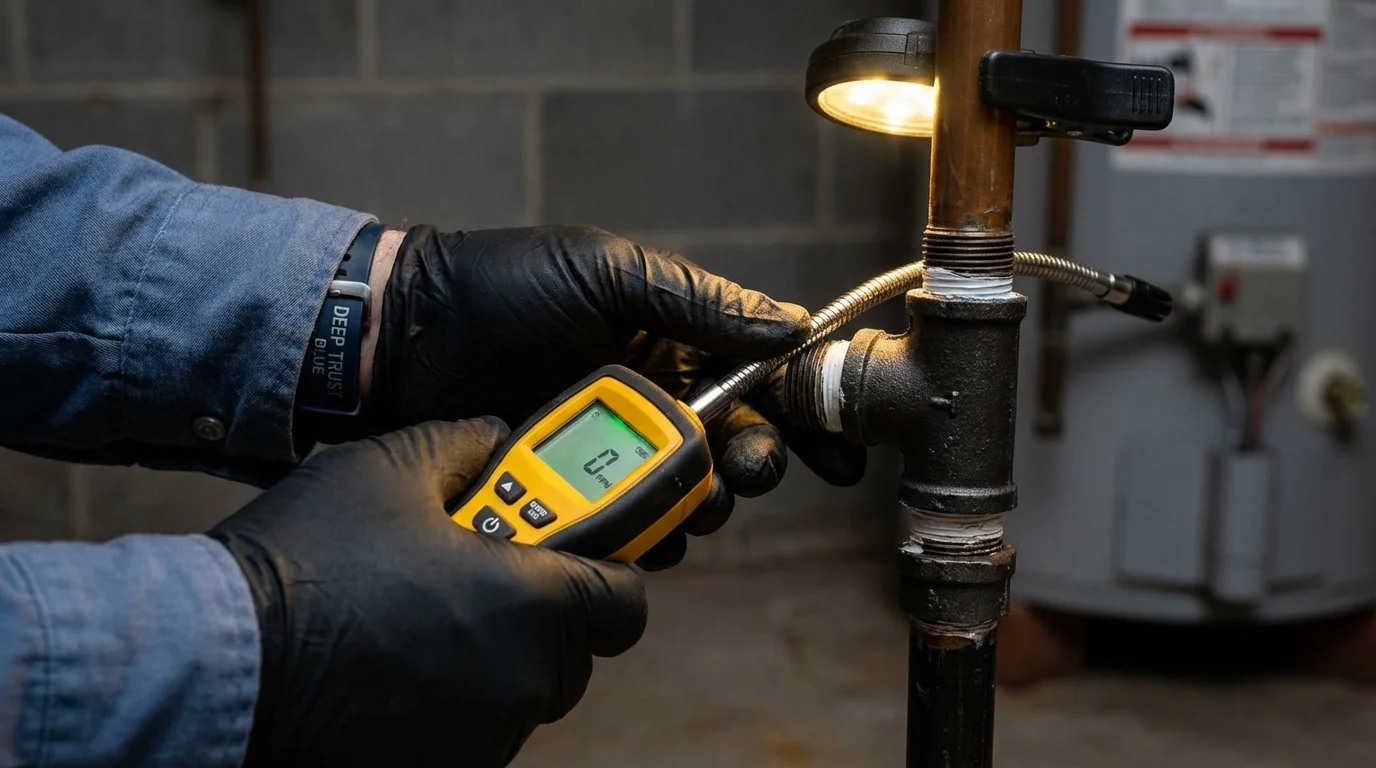 Gas leak detection with electronic sniffer by Johns Plumbing LLC in Pequot Lakes